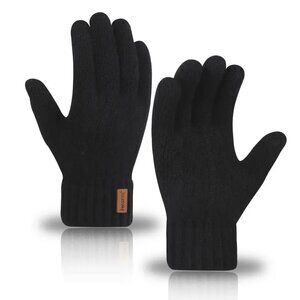 NEW super soft alpaca/acrylic warm gloves Med black or charcoal grey